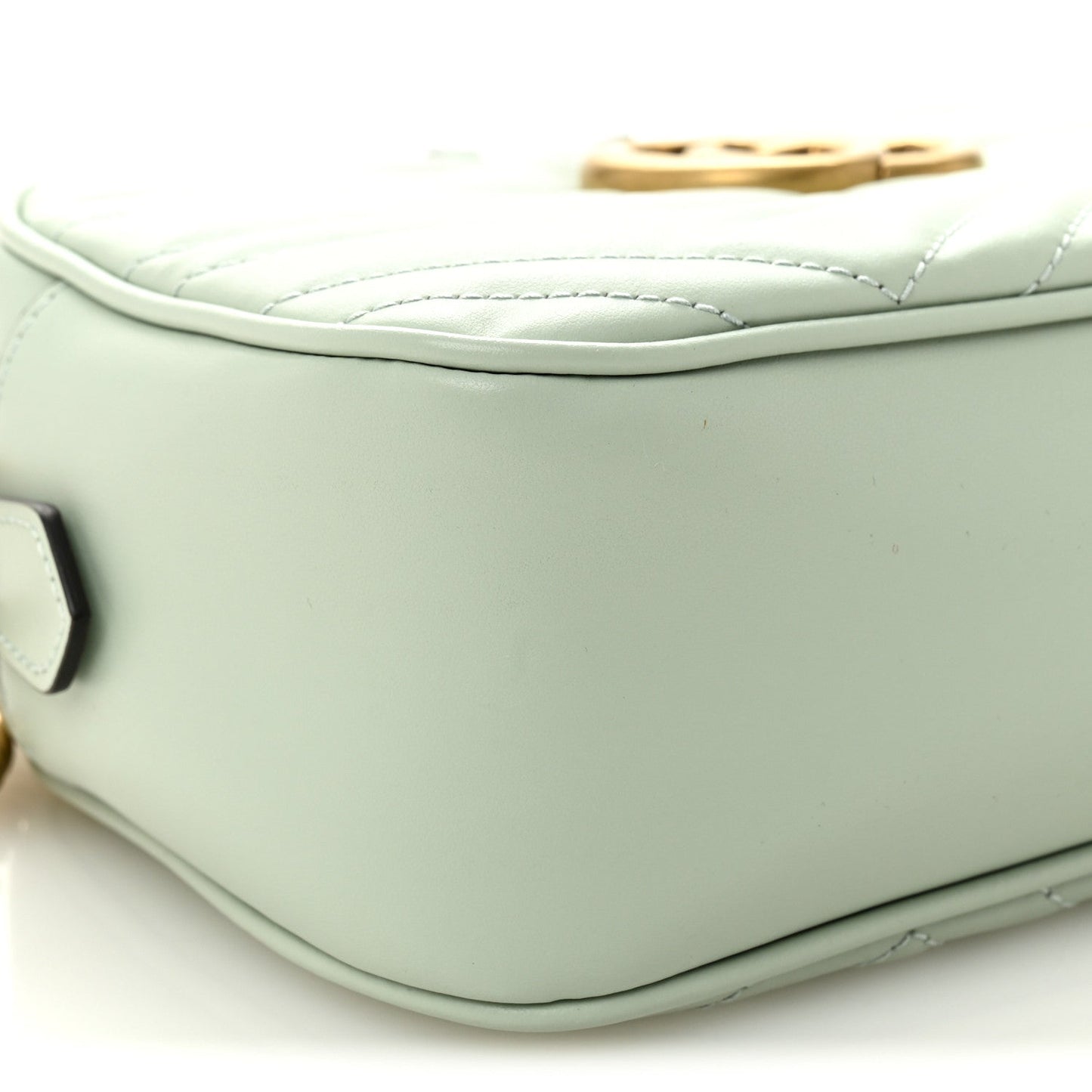 Gucci Calfskin Matelasse Small GG Marmont Chain Shoulder Bag Salvy Green