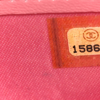 Chanel Lambskin Camellia Embossed Large Brilliant Flap Wallet Pink