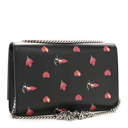 Saint Laurent Calfskin Medium Heart Bolts Monogram Kate Satchel Black