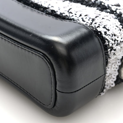 Chanel Sequin Calfskin Small Gabrielle Hobo Black White
