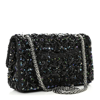 Chanel Patent Sequin Crystal Ruched 2.55 Reissue 225 Flap Black