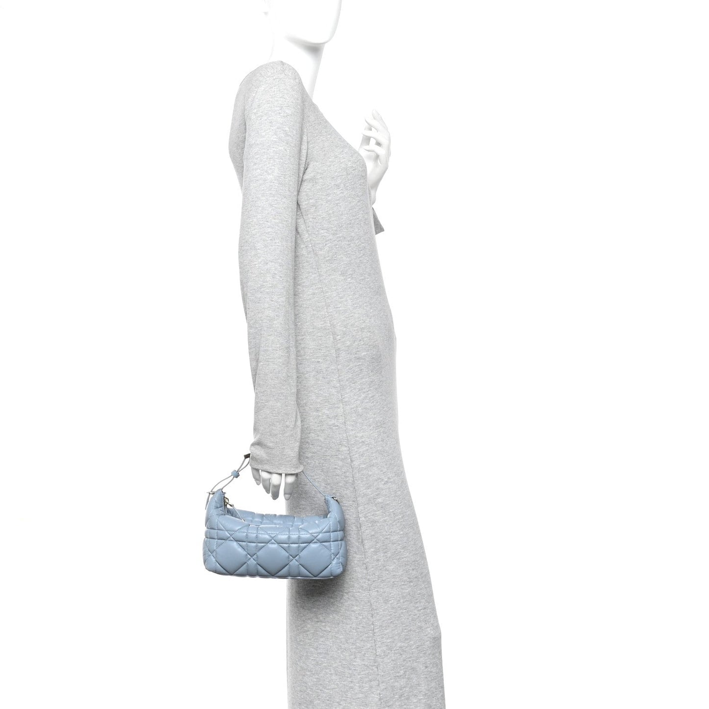 Christian Dior Calfskin Macrocannage Small Diortravel Nomad Pouch Bracing Blue