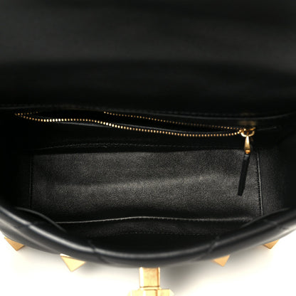Valentino Garavani Nappa Medium Roman Stud Shoulder Bag Black
