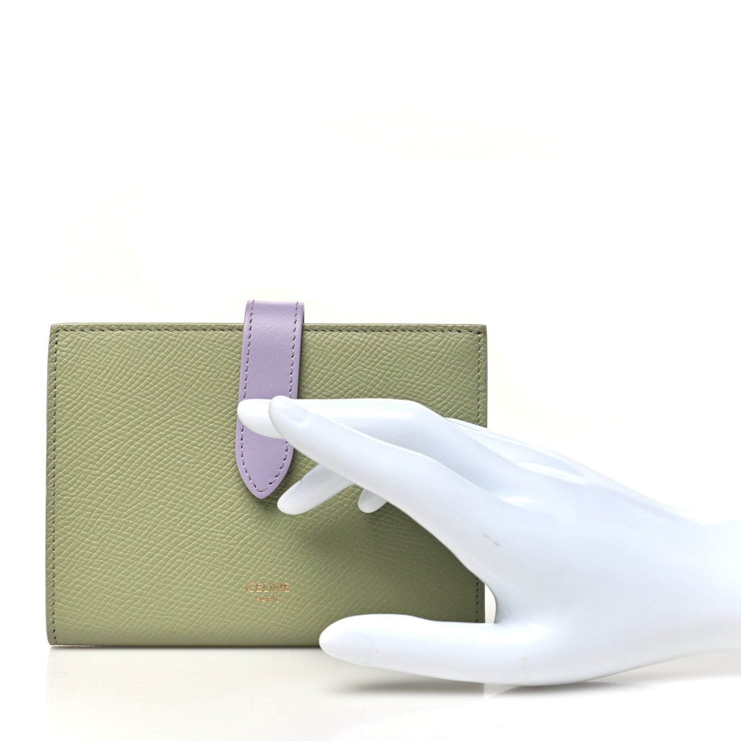 Celine Grained Calfskin Medium Multifunction Strap Wallet Sage Lilas