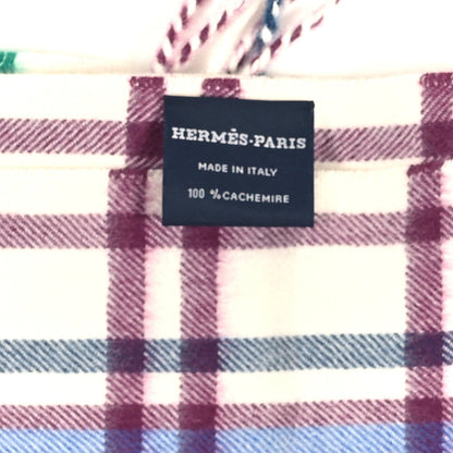Hermes Cashmere Sweet Love Fringe Scarf Ecru Mandarine Aubergine