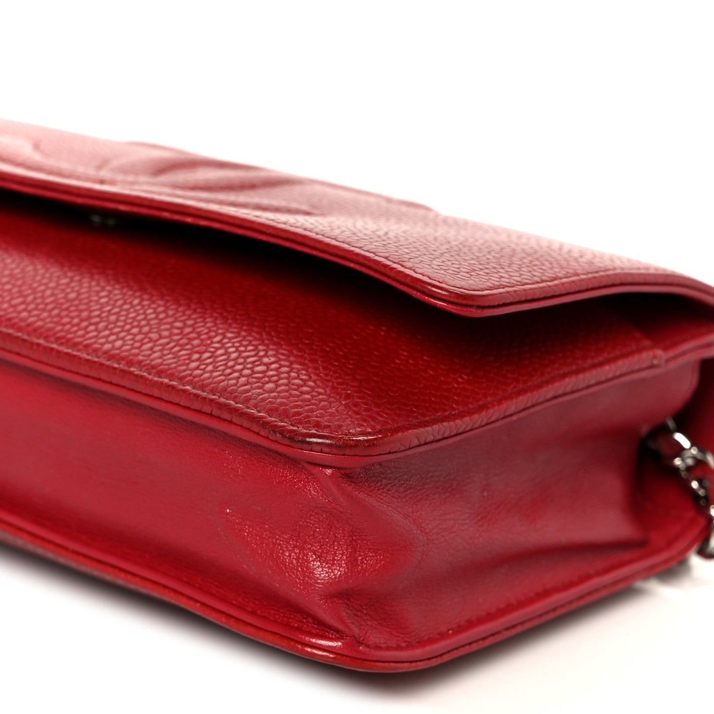 Chanel Caviar Timeless CC Wallet on Chain WOC Red