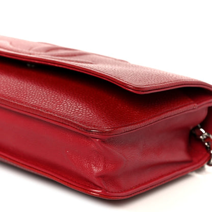 Chanel Caviar Timeless CC Wallet on Chain WOC Red