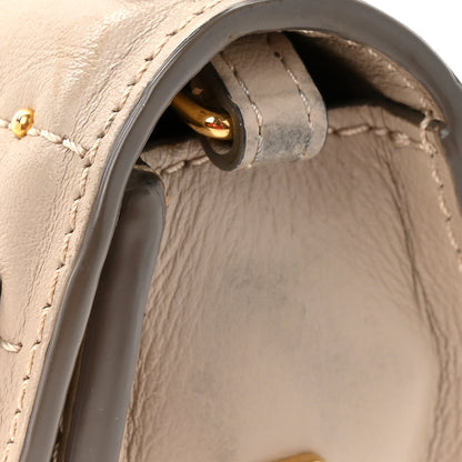 Chloe Calfskin Lambskin Quilted Studded Nile Bracelet Minaudiere Bag Pastel Grey
