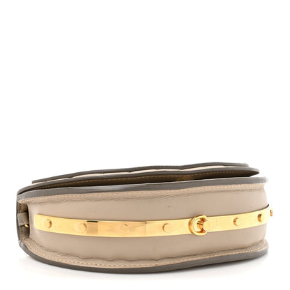 Chloe Calfskin Lambskin Quilted Studded Nile Bracelet Minaudiere Bag Pastel Grey