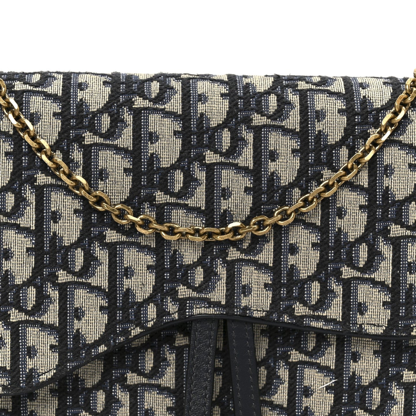 Christian Dior Oblique Saddle Chain Pouch Blue