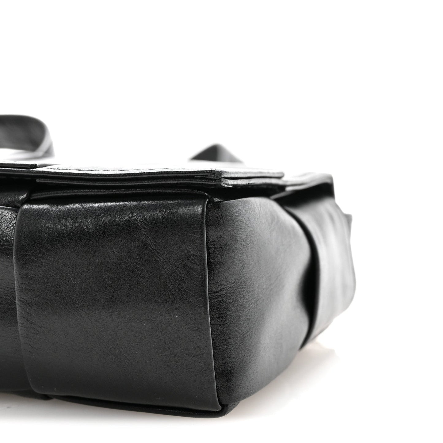 Bottega Veneta Crinkled Lambskin Maxi Intrecciato Extra Mini Cassette Crossbody Bag Black