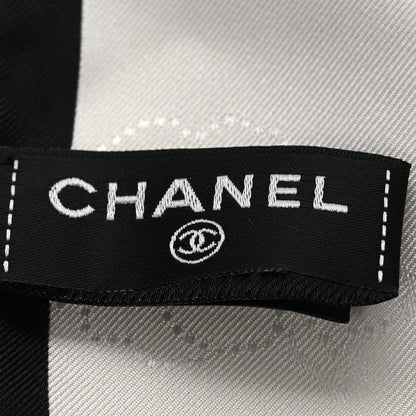 Chanel Silk CC Slim Camellia Bandeau Scarf Ecru Black