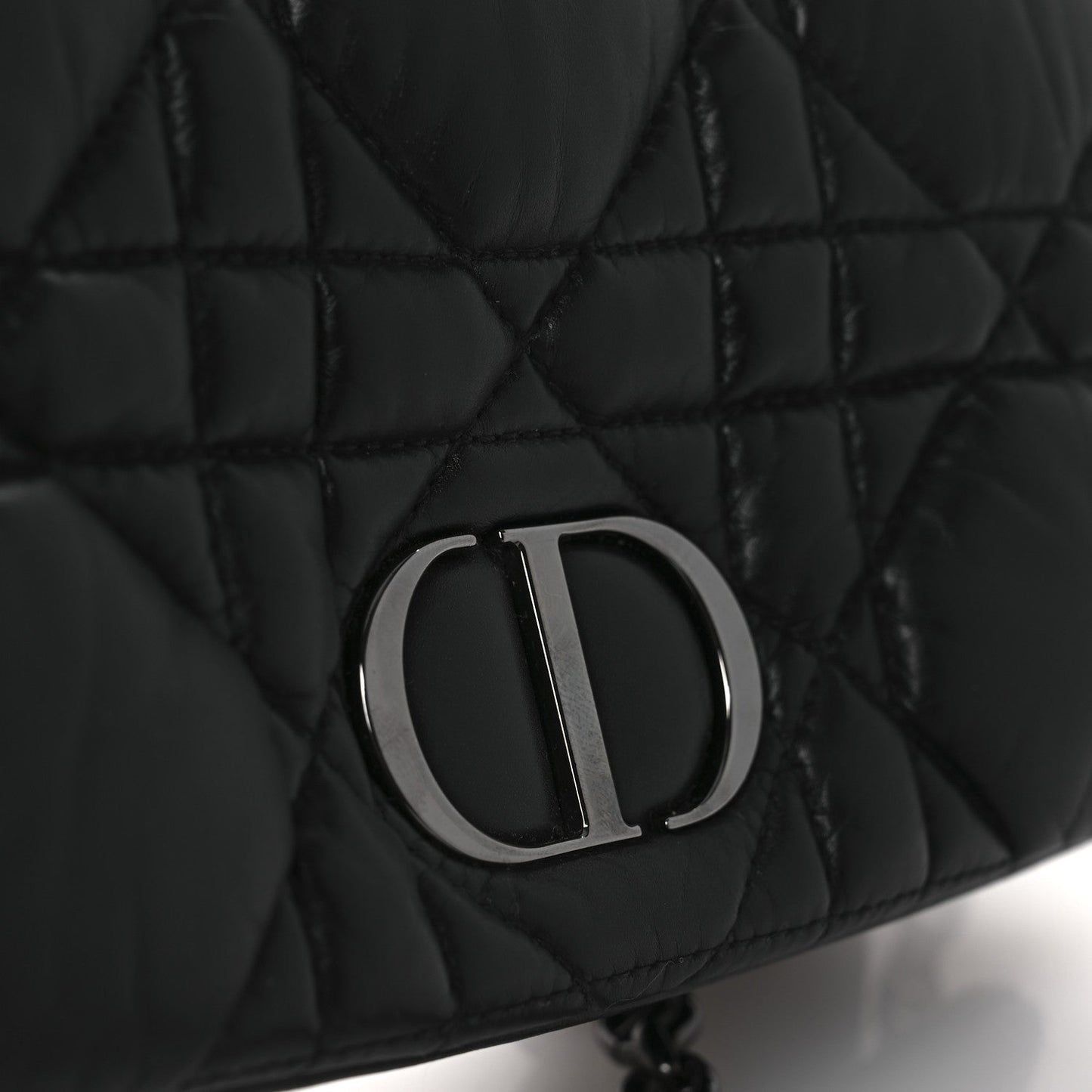 Christian Dior Calfskin Macrocannage Mini Caro Bag Black