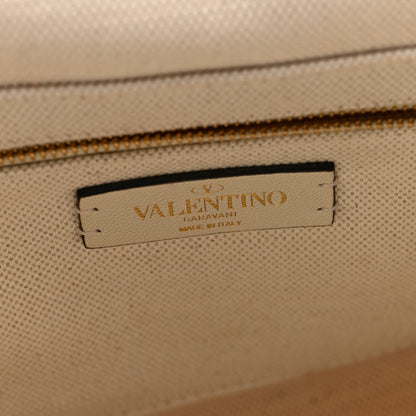 Valentino Garavani Knit Large Roman Stud Shoulder Bag Ecru