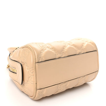 Gucci Calfskin GG Matelasse Mini Bowler Bag Naturale