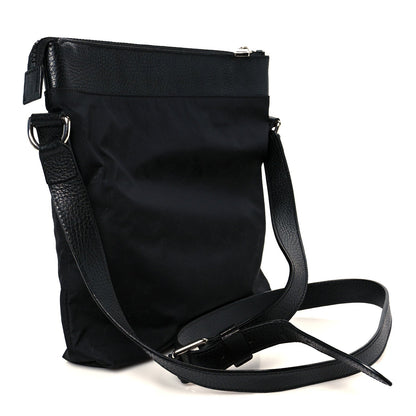 Gucci Nylon Monogram Dollar Calfskin Flat Messenger Bag Black