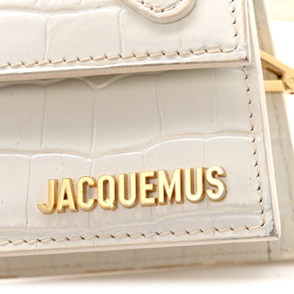 Jacquemus Calfskin Crocodile Embossed Le Chiquito Long White
