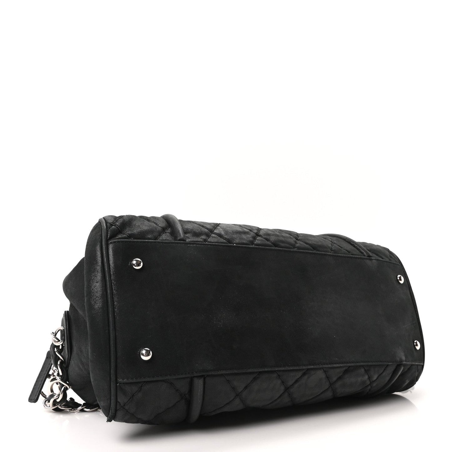 Chanel Iridescent Calfskin Quilted Relax CC Bowler Bag Black