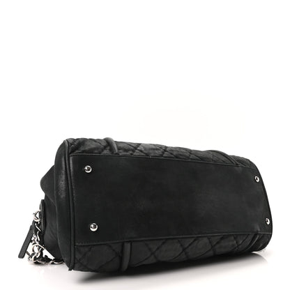 Chanel Iridescent Calfskin Quilted Relax CC Bowler Bag Black