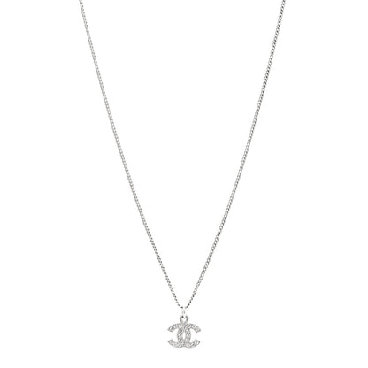 Chanel Crystal Timeless CC Necklace Silver