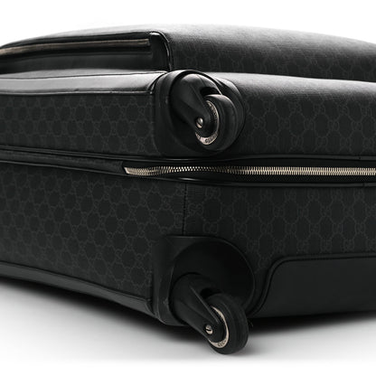 Gucci GG Supreme Monogram Large Four Wheel Suitcase Black Grey
