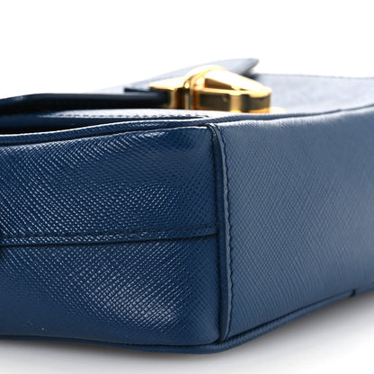 Prada Saffiano Mini Front Pocket Crossbody Bag Bleuette