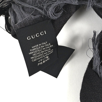 Gucci Wool Silk GG Monogram Diamante Plaid Surviee Shawl Graphite Black
