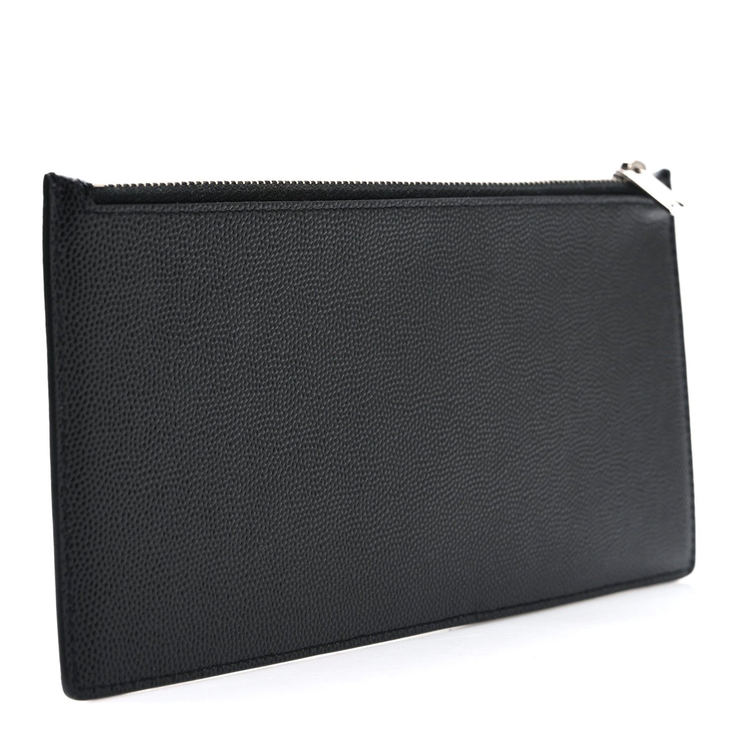 Saint Laurent Grained Calfskin Zip Pouch Tech Card Holder Black