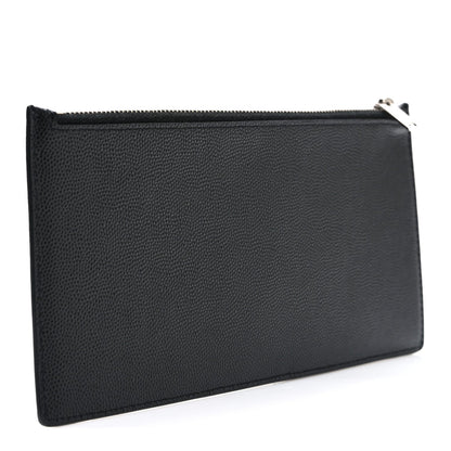 Saint Laurent Grained Calfskin Zip Pouch Tech Card Holder Black