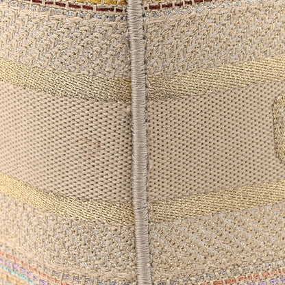Christian Dior Canvas Embroidered Medium Lady D-Lite Beige Multicolor