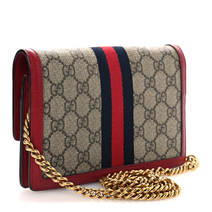 Gucci GG Supreme Monogram Web Queen Margaret Chain Wallet Red