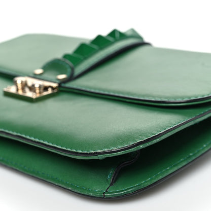 Valentino Garavani Vitello Medium Glam Lock Rockstud Flap Pop Green