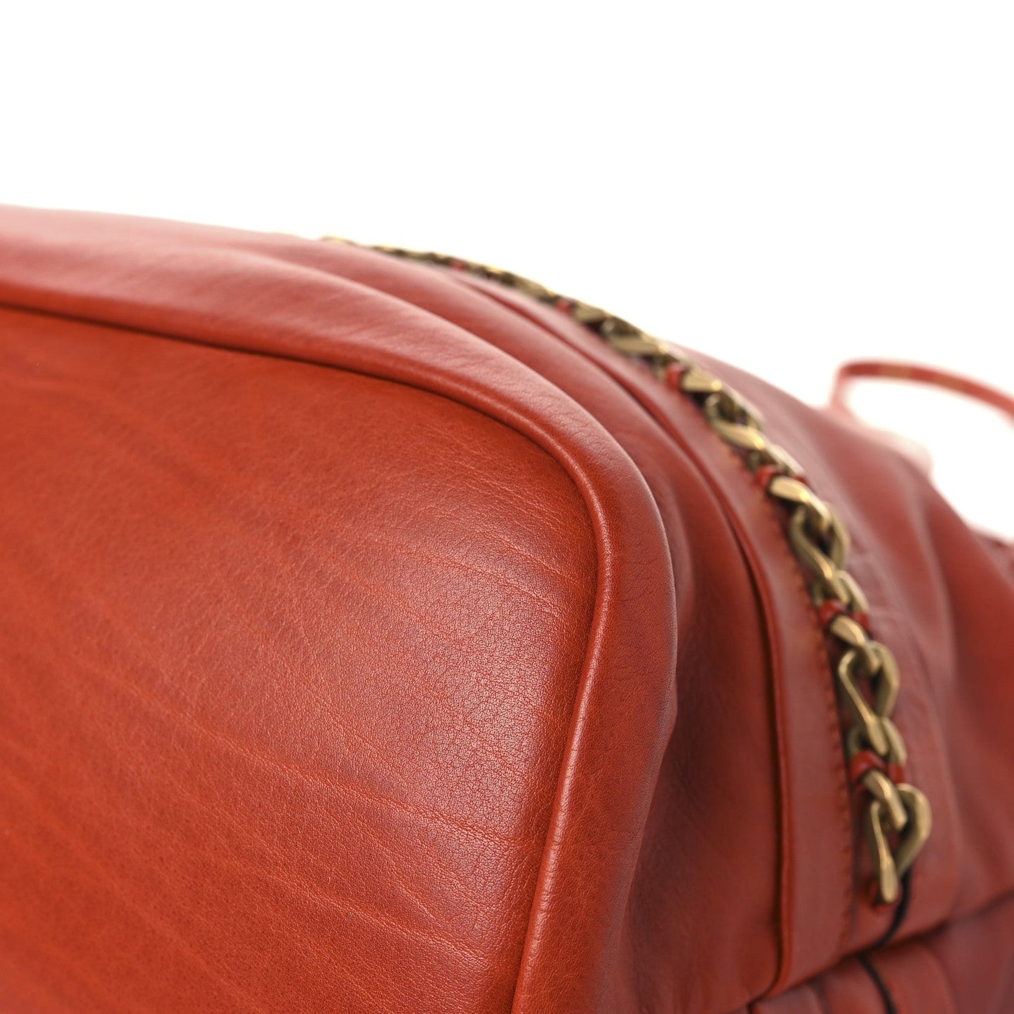 Chloe Calfskin Kira Convertible Bowler Bag Brick Red