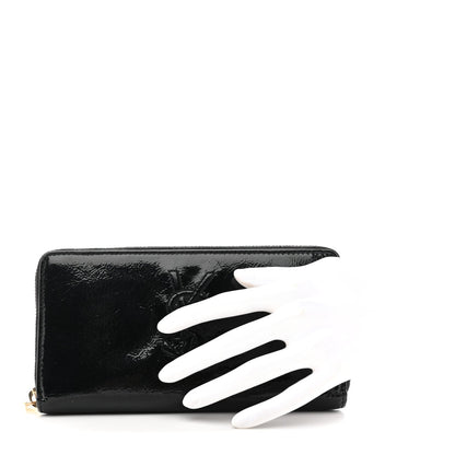 Saint Laurent Textured Patent Monogram Belle De Jour Zip Around Wallet Black