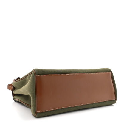 Celine Canvas Calfskin Medium Soft 16 Top Handle Bag Khaki Tan