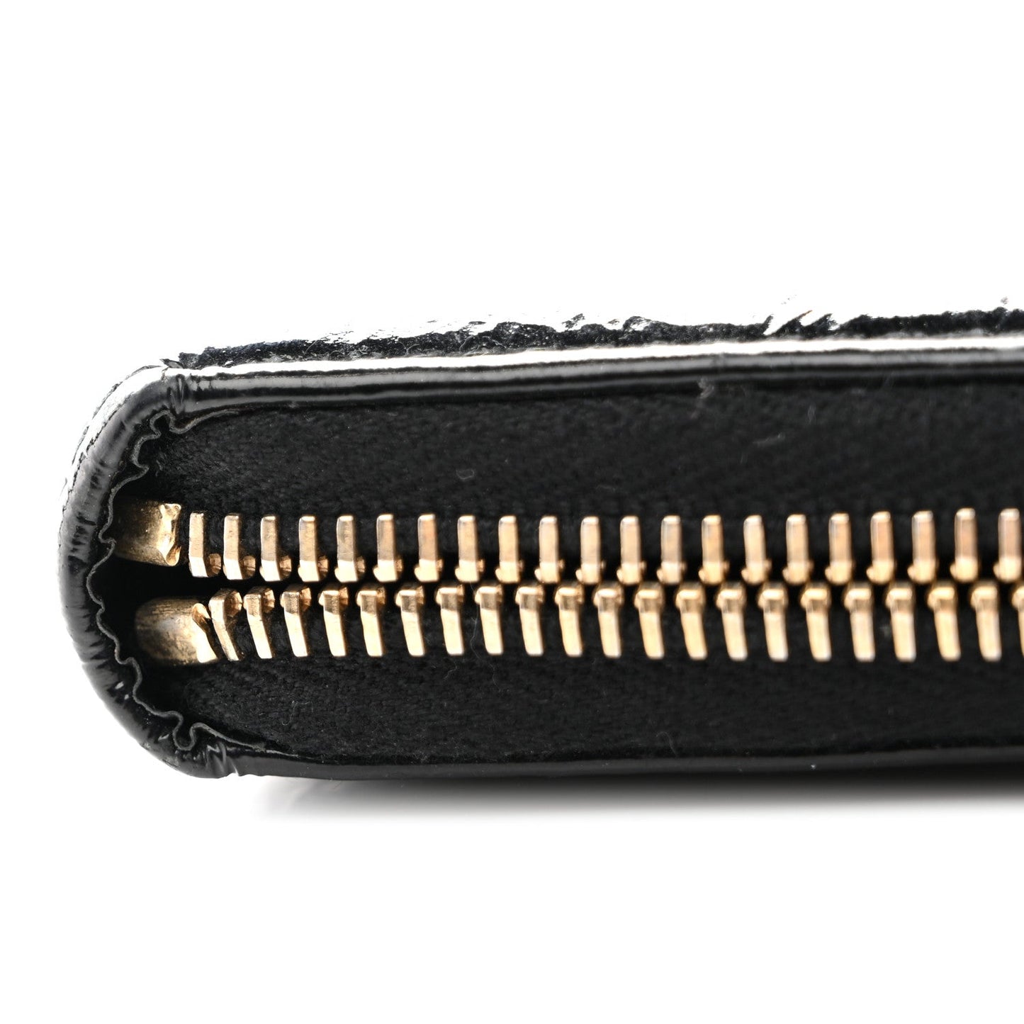 Saint Laurent Textured Patent Monogram Belle De Jour Zip Around Wallet Black