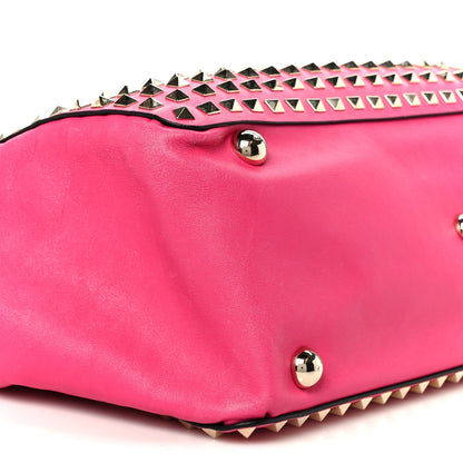 Valentino Garavani Vitello Medium Rockstud All Over Tote Pop Fuxia