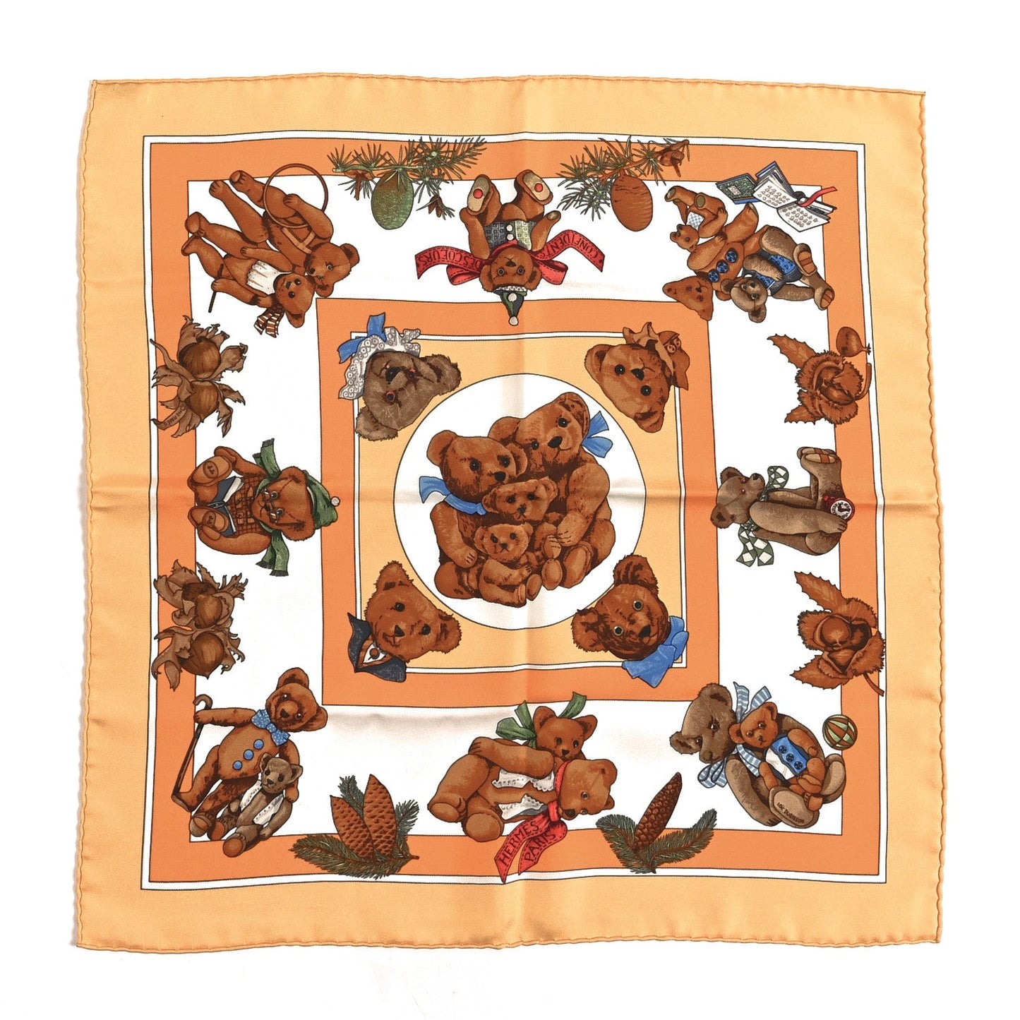 Hermes Silk Confident Des Coeurs Pocket Square Scarf