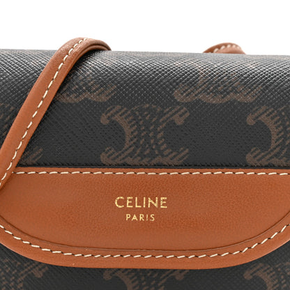 Celine Canvas Calfskin Triomphe Airpod Case Tan