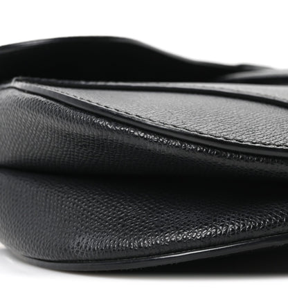 Christian Dior Grained Calfskin Saddle Bag Black