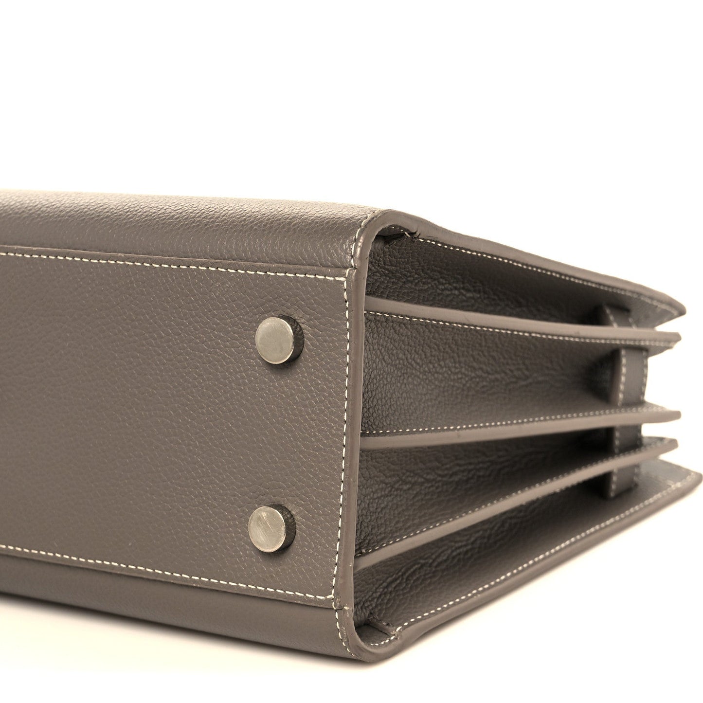 Saint Laurent Grained Calfskin Topstich Baby Sac De Jour Grey
