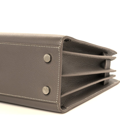Saint Laurent Grained Calfskin Topstich Baby Sac De Jour Grey
