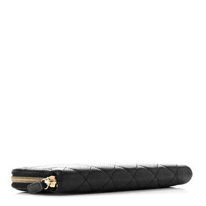 Chanel Caviar Quilted Large Gusset Zip Around Wallet Navy