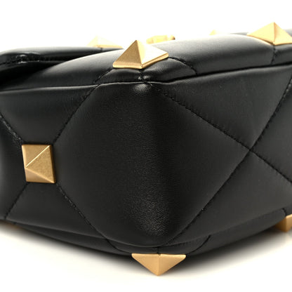 Valentino Garavani Nappa Medium Roman Stud Shoulder Bag Black