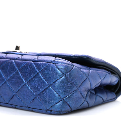 Chanel Metallic Lambskin Quilted Medium Double Flap Turquoise