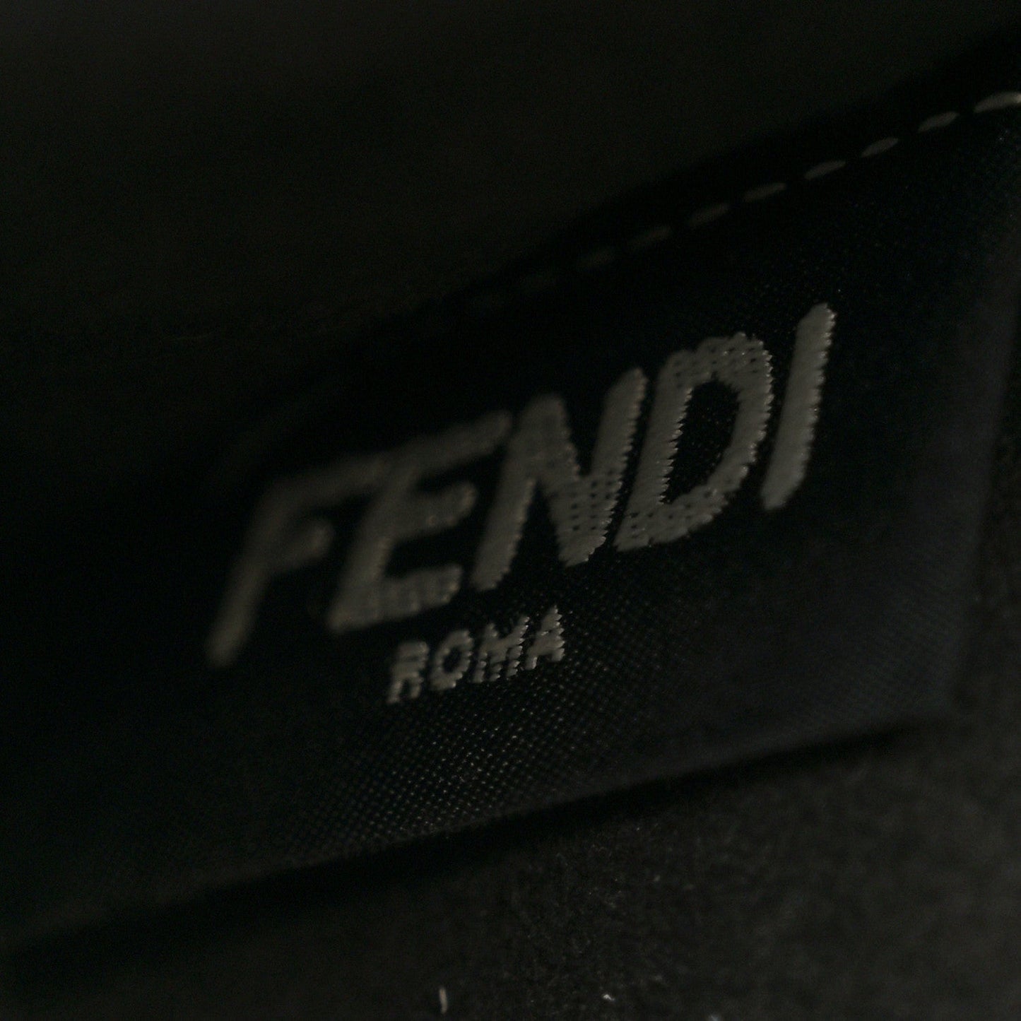 Fendi Vitello Century Velvet F is Fendi FF Small Kan I Shoulder Bag Black Tobacco