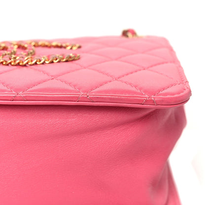 Chanel Calfskin Quilted Small CC Chain Accordion Tote Pink