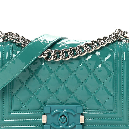 Chanel Patent Calfskin Quilted Small Plexiglass Boy Flap Green