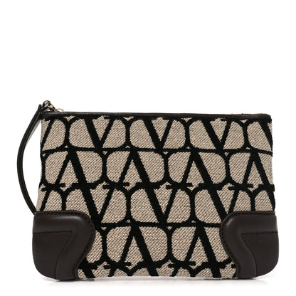 Valentino Garavani Toile Iconographe Pouch Naturale Black Fondant
