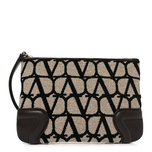 Valentino Garavani Toile Iconographe Pouch Naturale Black Fondant